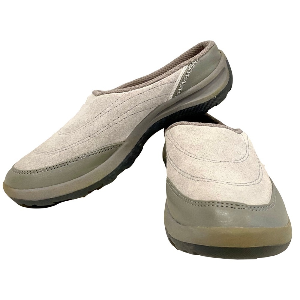 Lands' End Beige and Olive Slip-On Mules— This Season’s Classic.